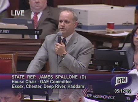 State Representative James Spallone speaking in favor of the National Popular Vote on May 12, 2009