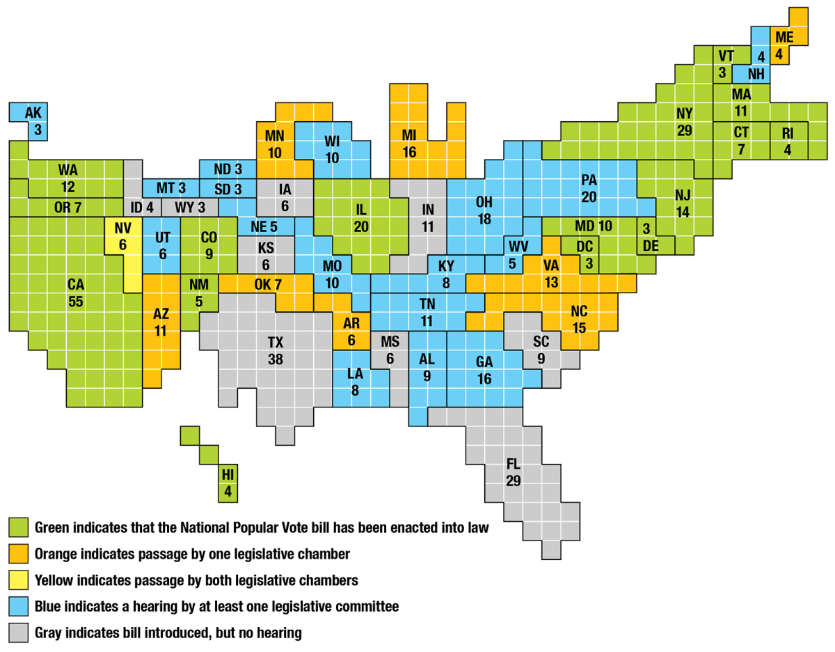 Current Polls By State Map Status of National Popular Vote Bill in Each State | National 