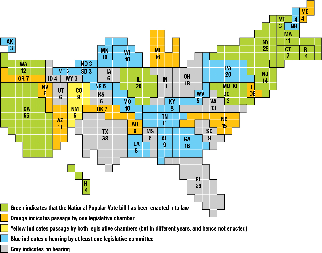 status of national popular vote bill in each state | national